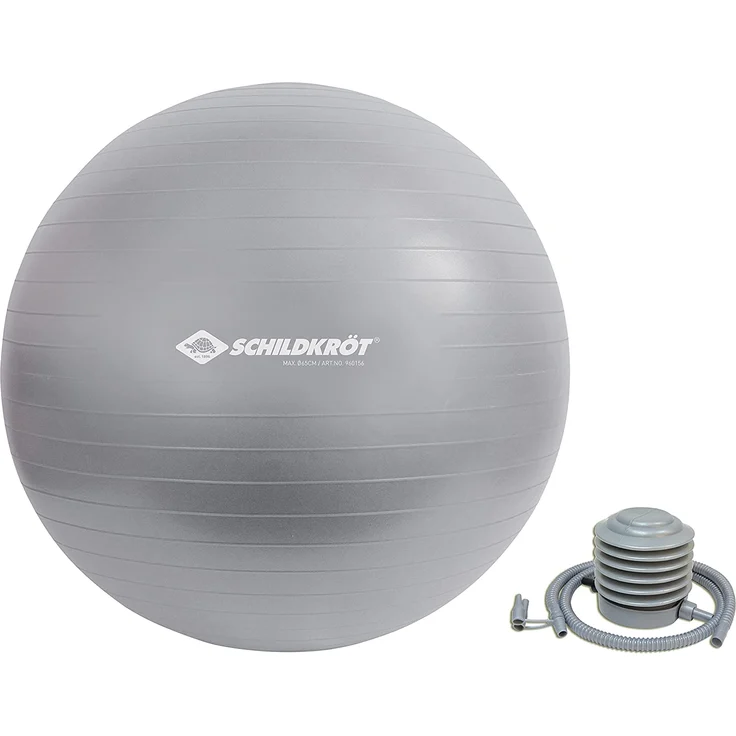 Gymnastikball 65 cm, phthalatfrei, mit Ballpumpe, silber – Bild 1