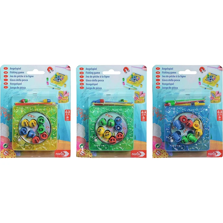 Noris 606062999 - Angelspiel mit Aufziehfunktion (Farbauswahl nicht möglich) - Set mit 8 Fischen und 4 Angeln, ab 3 Jahren – Bild 1