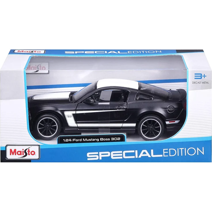 Maisto Ford Mustang Boss 302: Originalgetreues Modellauto 1:24, mit Türen und Motorhaube zum Öffnen, Fertigmodell, schwarz (531269M) – Bild 7