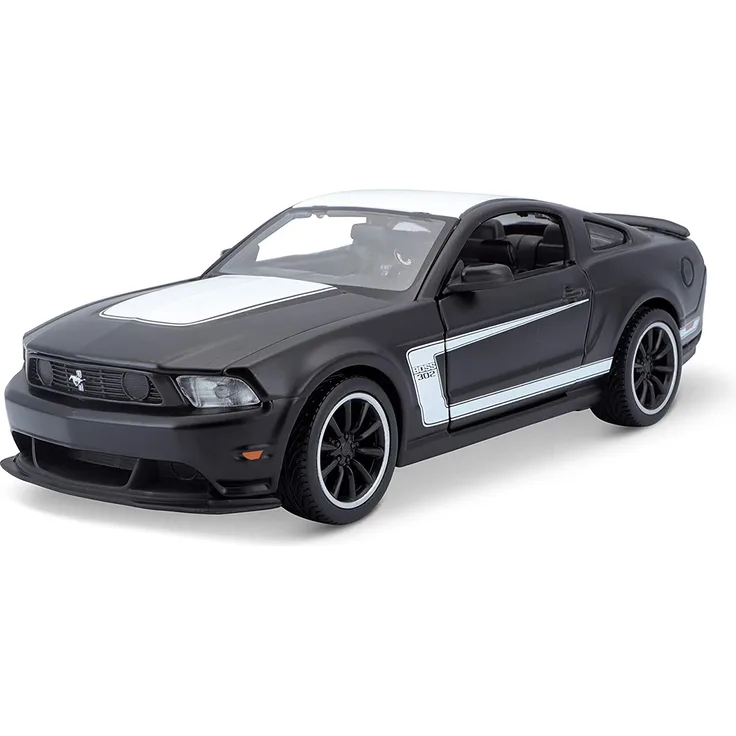 Maisto Ford Mustang Boss 302: Originalgetreues Modellauto 1:24, mit Türen und Motorhaube zum Öffnen, Fertigmodell, schwarz (531269M)