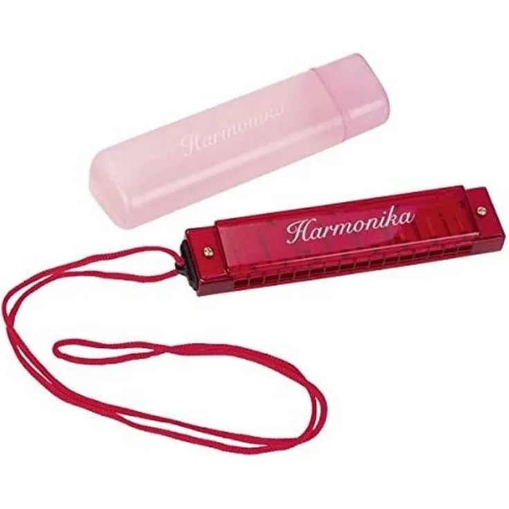 Goki 13226 Mundharmonika in Kunststoffschachtel, rot
