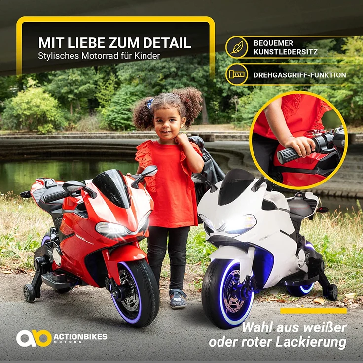 Elektromotorrad Ducati Style Kinderauto Kinderbike Elektrofahrzeug Spielzeug 35W (Rot) – Bild 6