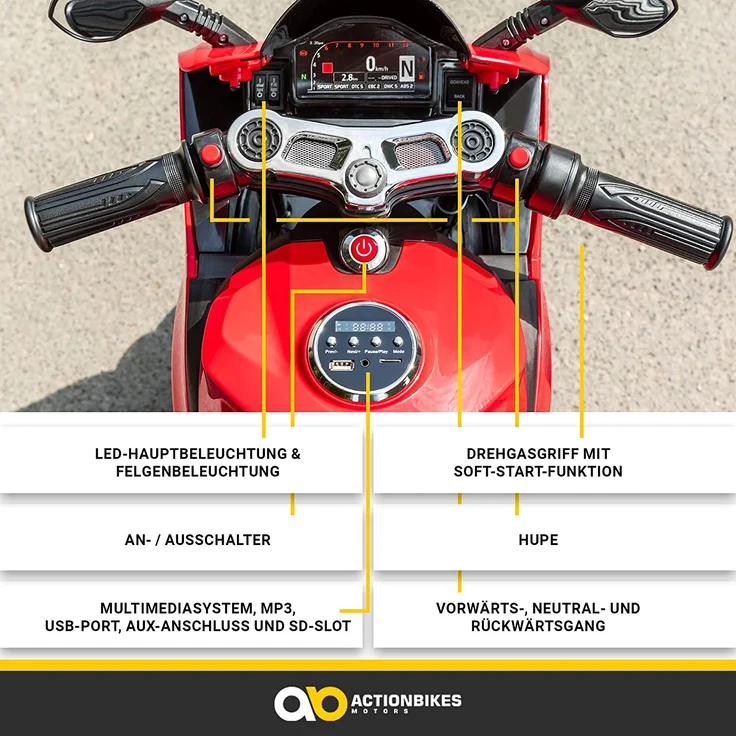 Elektromotorrad Ducati Style Kinderauto Kinderbike Elektrofahrzeug Spielzeug 35W (Rot) – Bild 8