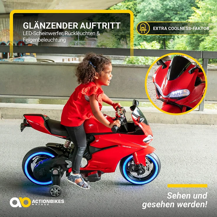 Elektromotorrad Ducati Style Kinderauto Kinderbike Elektrofahrzeug Spielzeug 35W (Rot) – Bild 4