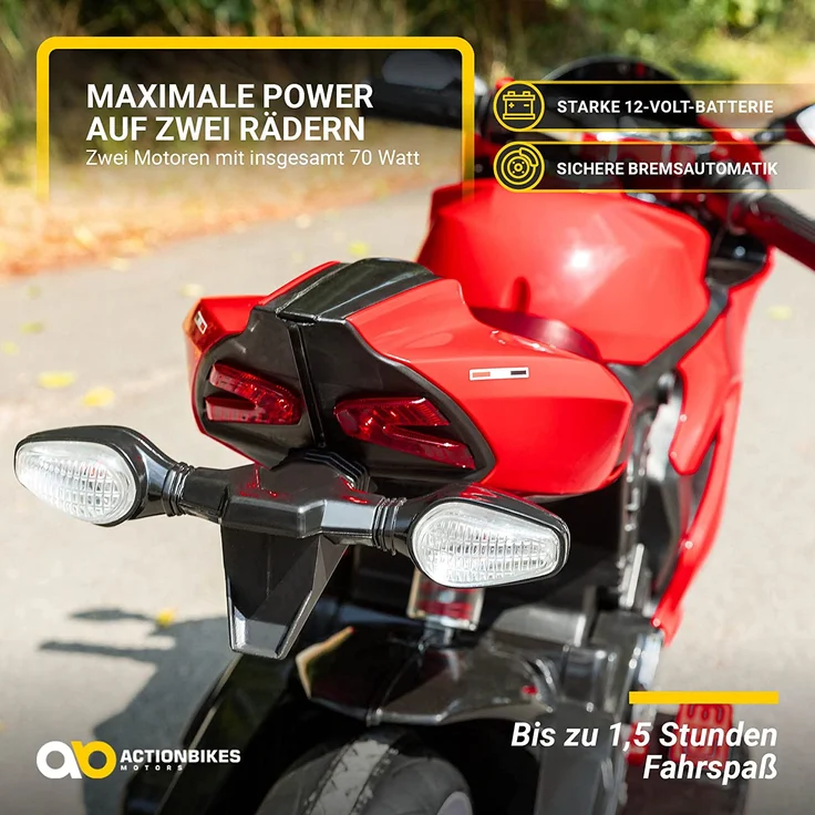 Elektromotorrad Ducati Style Kinderauto Kinderbike Elektrofahrzeug Spielzeug 35W (Rot) – Bild 7