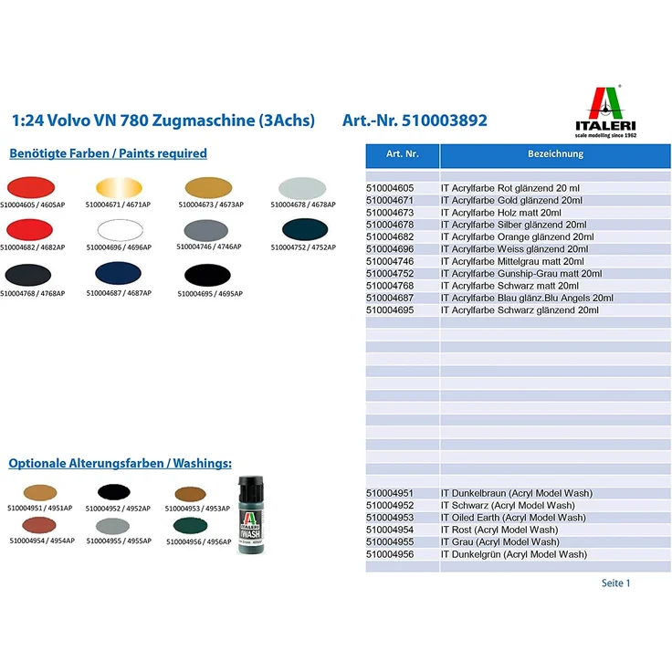 Italeri 510003892 - 1:24 Volvo VN 780 Zugmaschine, 3-achs – Bild 2