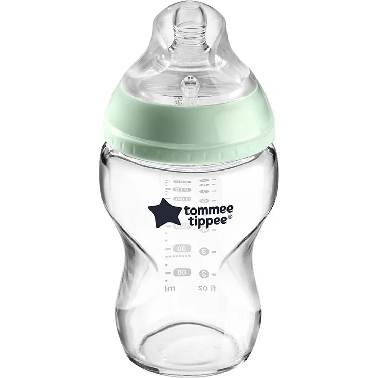 Tommee Tippee Babyflasche aus Glas, Ventil Anti-Kolik, Weicher Sauger, 0+ Monate, 250ml