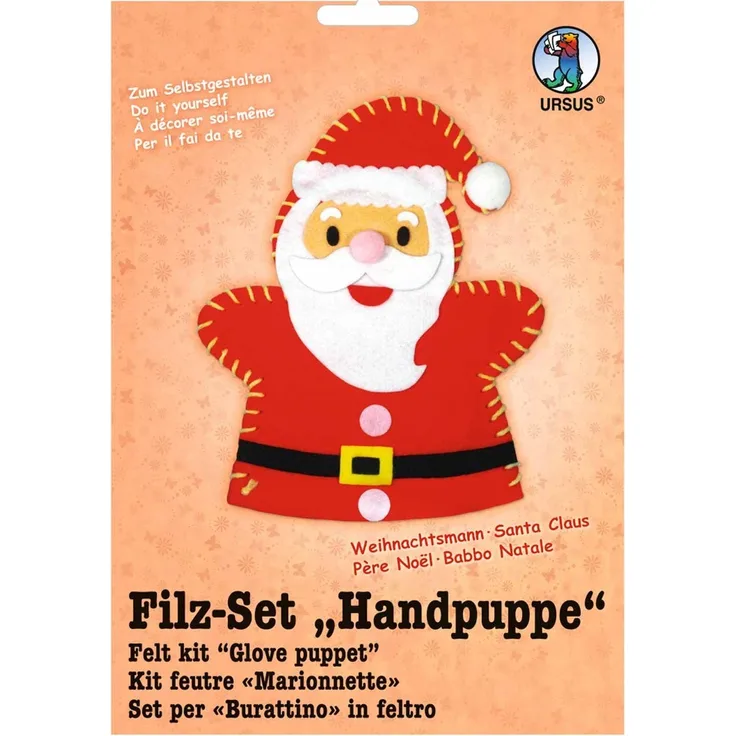 Ursus 39560012 - Filzset Handpuppen Weihnachtsmann, ca. 20 cm