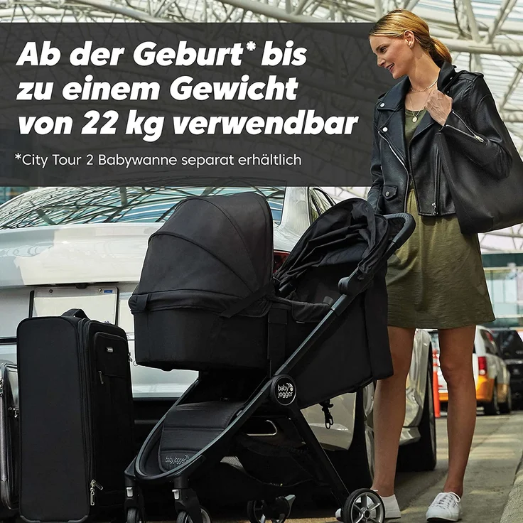 Baby Jogger City Tour 2 Reisebuggy | Kleiner, leichter und kompakter Buggy mit Einhandfalt | Shadow Grey (Grau) – Bild 2