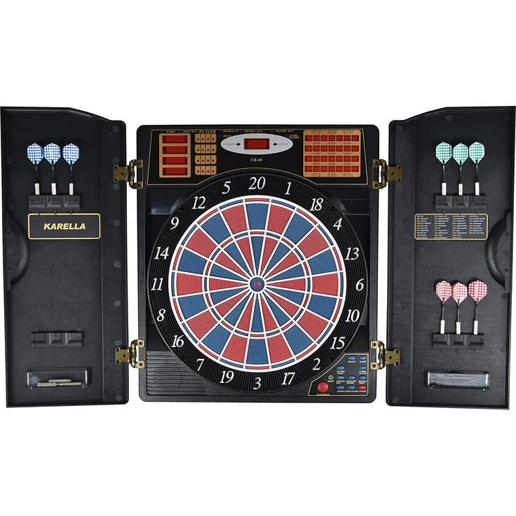 Karella Dartautomat 'CB-90', inkl. 12 Softdarts, 100 x 66 x 7 cm, 38 Spiele mit mehr als 211 Spielvarianten, schwarz – Bild 2