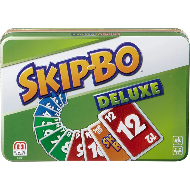 Mattel Games L3671 - Skip-Bo Deluxe in Metallzinn Kartenspiel, geeignet für 2 - 6 Spieler, Spielzeit ca. 30 Minuten, Spielzeug ab 7 Jahren – Bild 7