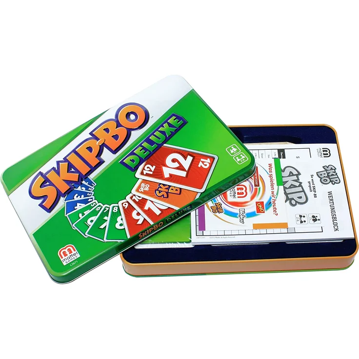 Mattel Games L3671 - Skip-Bo Deluxe in Metallzinn Kartenspiel, geeignet für 2 - 6 Spieler, Spielzeit ca. 30 Minuten, Spielzeug ab 7 Jahren – Bild 3