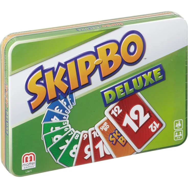 Mattel Games L3671 - Skip-Bo Deluxe in Metallzinn Kartenspiel, geeignet für 2 - 6 Spieler, Spielzeit ca. 30 Minuten, Spielzeug ab 7 Jahren – Bild 6