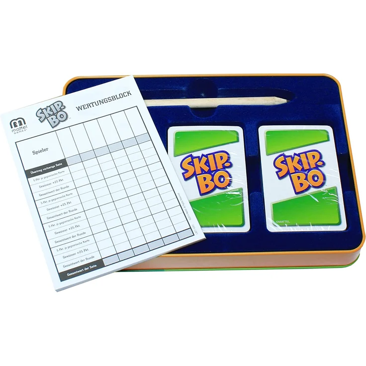 Mattel Games L3671 - Skip-Bo Deluxe in Metallzinn Kartenspiel, geeignet für 2 - 6 Spieler, Spielzeit ca. 30 Minuten, Spielzeug ab 7 Jahren – Bild 4