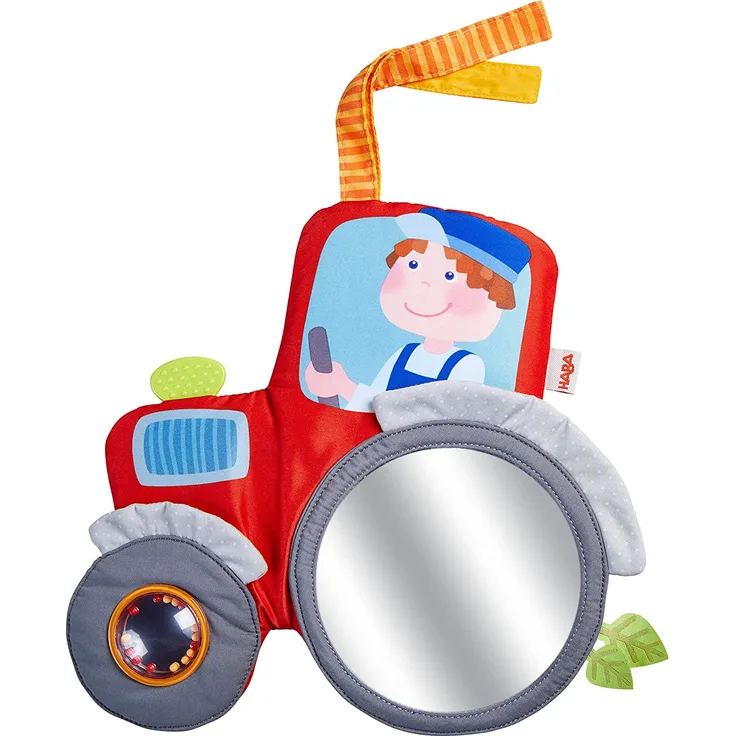 HABA 305407 - Spielkissen Traktor - weiches Spielzeug für Babyschale, Kinderwagen und Kinderbett mit Spielelementen für alle Sinne, Babyspielzeug ab 6 Monaten