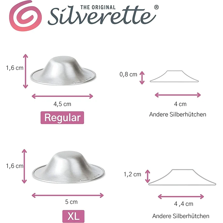 Silberkappen Brustwarzenschutz Größe M Silber – Bild 3