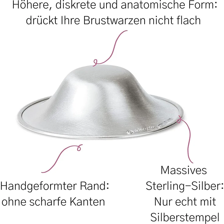 Silberkappen Brustwarzenschutz Größe M Silber – Bild 2