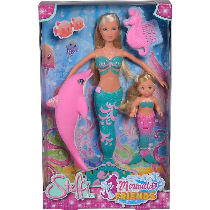Simba 105733336 - Steffi Love Mermaid Friends / Steffi als Meerjungfrau / mit Evi Puppe / rosa Delfin / Seepferdchen-Kamm/ Ankleidepuppe / 29cm, für Kinder ab 3 Jahren – Bild 6