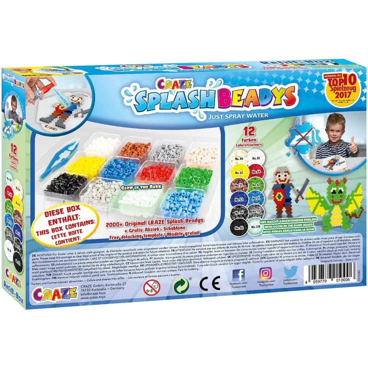 CRAZE SPLASH BEADYS Refill-Box Nachfüllset Boys Ersatzperlen Zubehör Steckperlen Bügelperlen ohne Bügeln 10006 – Bild 3