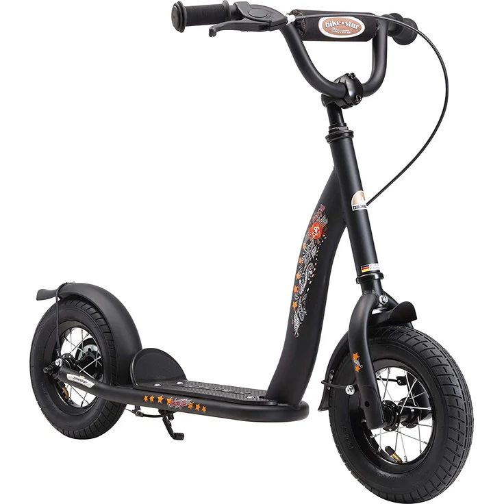 BIKESTAR Roller Kinderroller Tretroller Kickscooter mit Luftreifen für Jungen und Mädchen ab 4-5 Jahre ★ 10 Zoll Classic Kinder Scooter ★ Schwarz (matt) – Bild 1