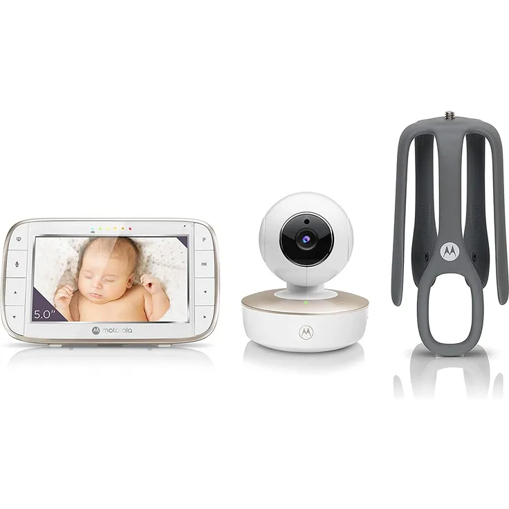 Motorola Nursery VM855 Connected WIFI Babyphone - mit Motorola Nursery App und 5-Zoll Elterneinheit - Nachtsicht, Temperatur und Zwei-Wege-Gespräch Weiß/Gold