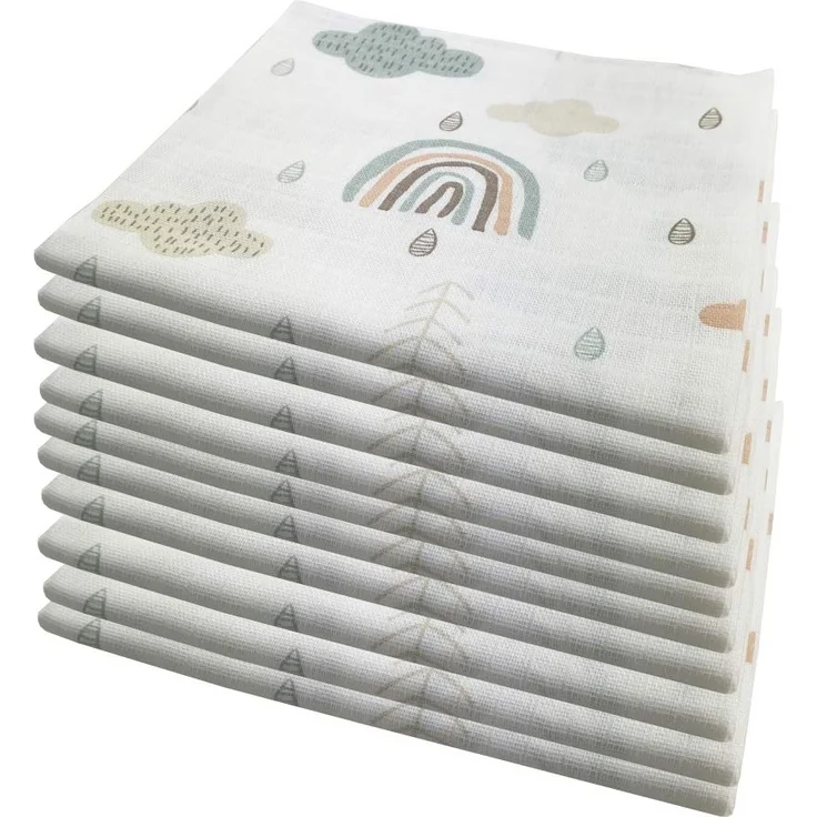 10x Spucktücher Mullwindeln Baby Baumwolle 80x70 cm | ÖKO-TEX (Wolken (10 grün)) – Bild 1