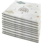 10x Spucktücher Mullwindeln Baby Baumwolle 80x70 cm | ÖKO-TEX (Wolken (10 grün))