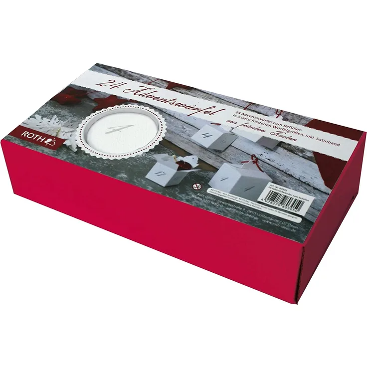 Roth - Adventswürfel - Adventskalender, 24 Boxen mit silbernen Zahlen zum selber Befüllen
