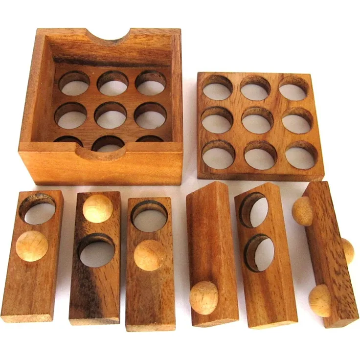 Golf Puzzle - 3D Puzzle - Knobelspiel mit 6 Spielsteinen in einem Holzkasten