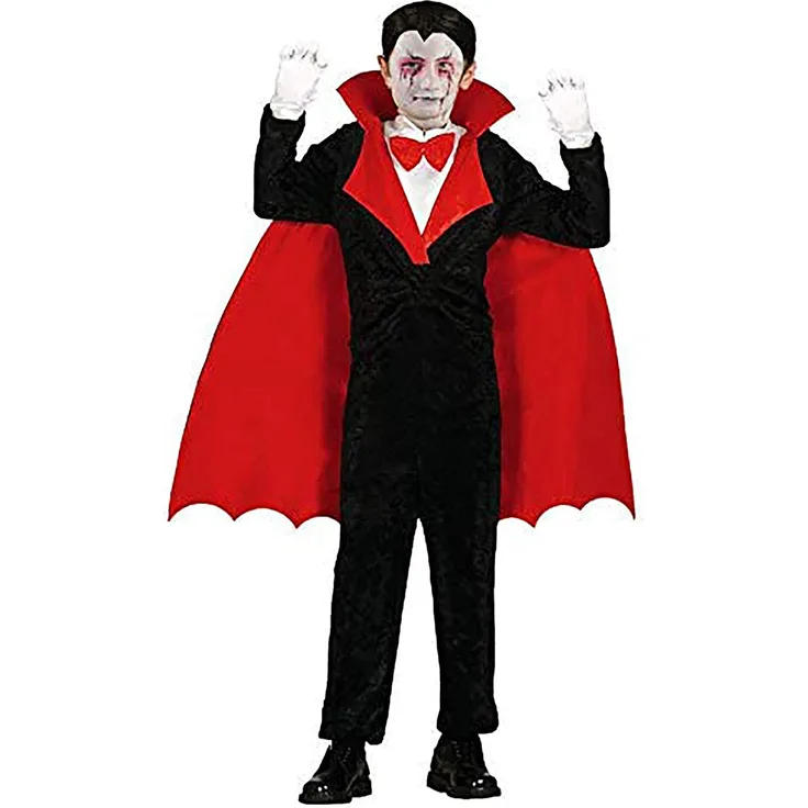 Foxxeo Vampir Kostüm für Kinder GRAF Dracula Umhang Jungen Cape Halloween Größe 146-152