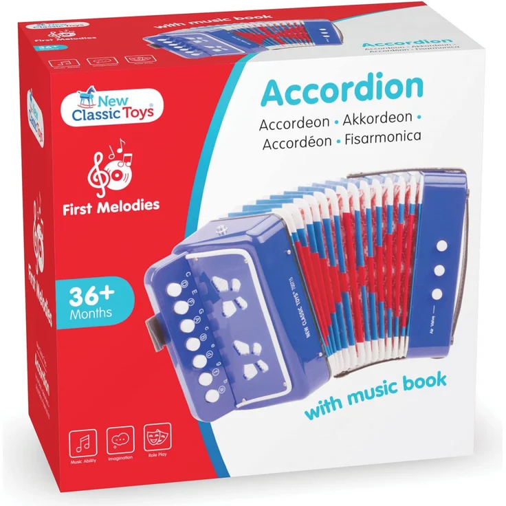 New Classic Toys - 10056 - Musikinstrument - Akkordeon mit Musikbuch - Blau – Bild 7