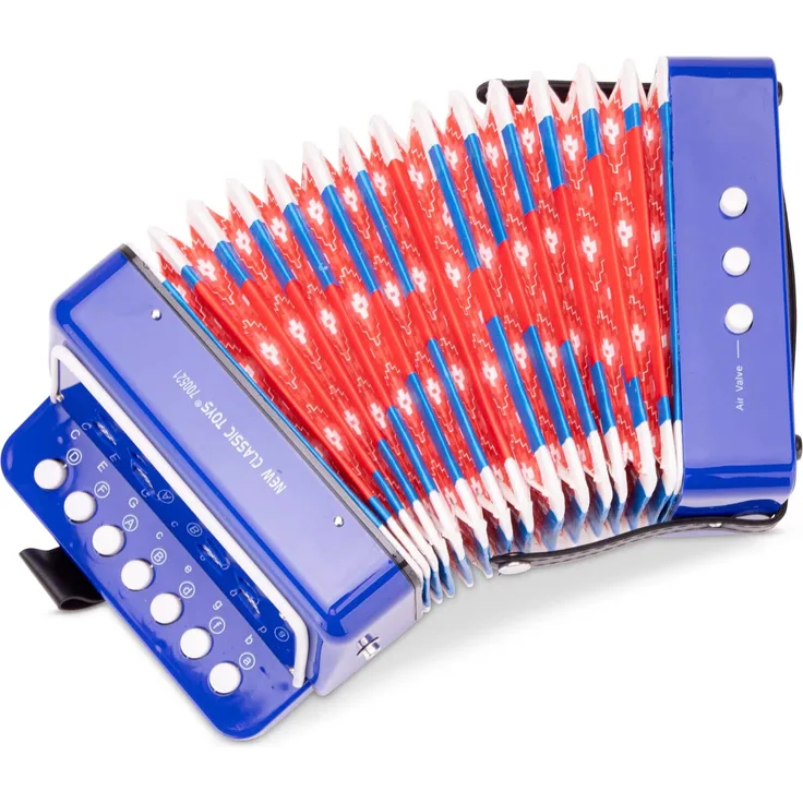 New Classic Toys - 10056 - Musikinstrument - Akkordeon mit Musikbuch - Blau