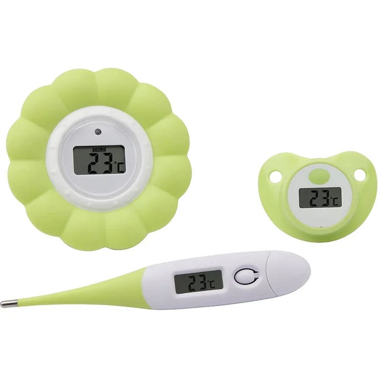 H+H BS 38 Thermometer Set (Badewannenthermometer, Schnullerthermometer, Fieberthermometer, Elektronisches Fiebermessgerät für Babys mit flexibler Spitze, Digitales Badewannen- und Raumthermometer)