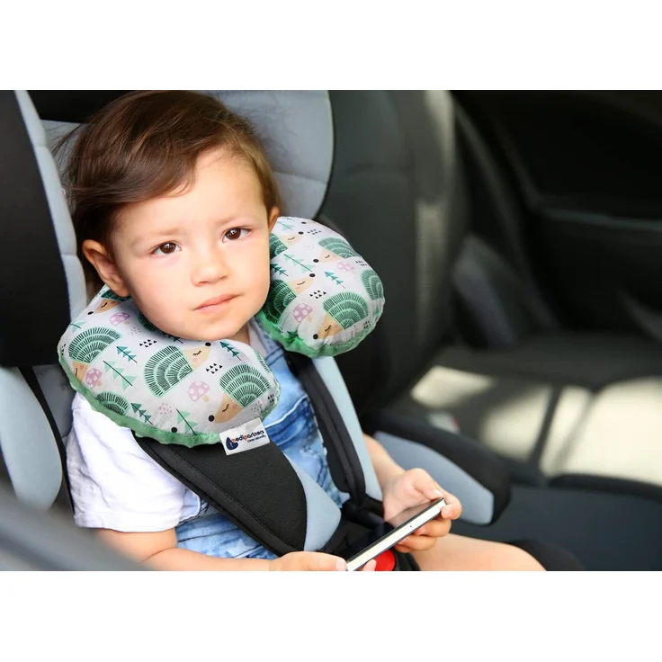 Medi Partners NACKENKISSEN Kinder Nacken Nackenstütze 100% Baumwolle/Minky Baby Nackenhörnchen für auto Kinderwagen autofahrt reisen Schlaf Hals kissen Schlummerrolle (minze Igel mit minzer Minky) – Bild 5