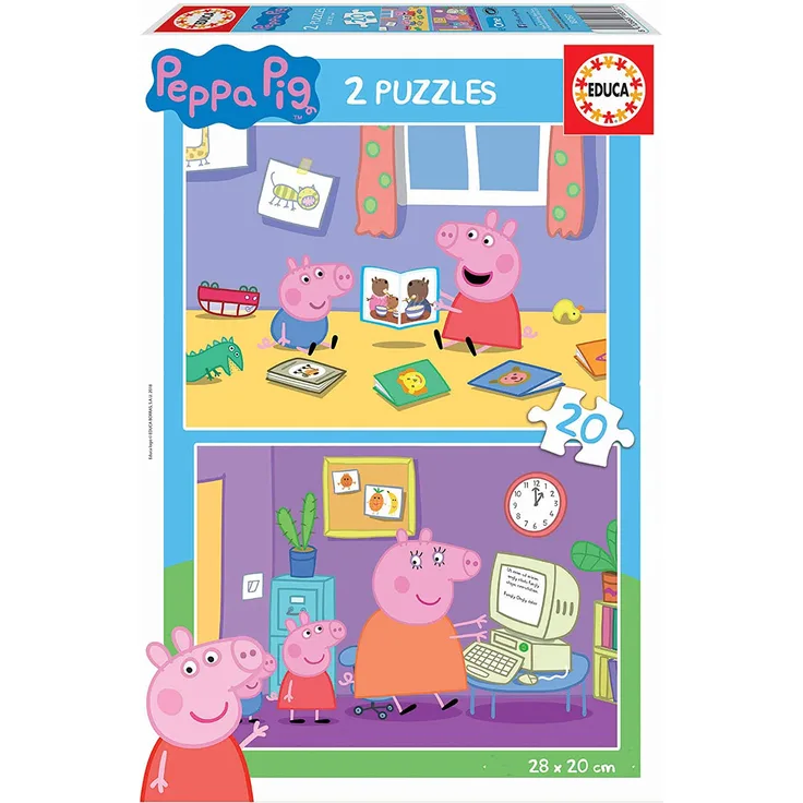 Educa Borrás 2 20 Teile, Peppa Wutz Kinderpuzzle, (18087), Farbe/Modell Sortiert