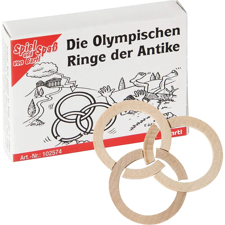 Bartl 102574 Mini-Holz-Puzzle Die Olympischen Ringe der Antike aus 6 kleinen Holzteilen
