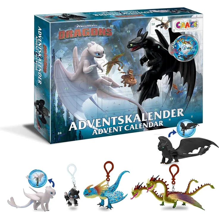 CRAZE Adventskalender 2020 DRAGONS Drachenzähmen Spielfiguren Weihnachtskalender Spielzeug Drachenfiguren Drachen Zubehör für Jungen und Mädchen 24645 – Bild 2