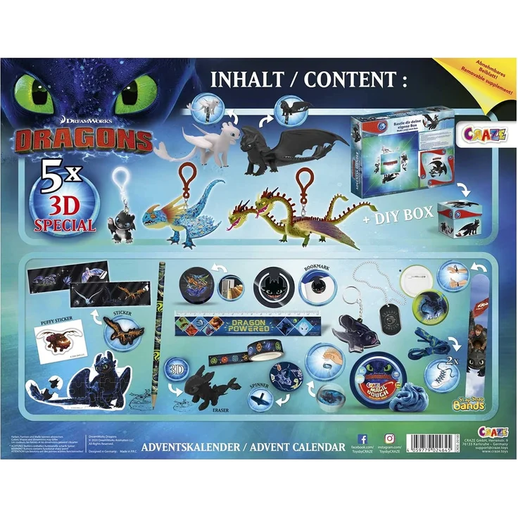 CRAZE Adventskalender 2020 DRAGONS Drachenzähmen Spielfiguren Weihnachtskalender Spielzeug Drachenfiguren Drachen Zubehör für Jungen und Mädchen 24645 – Bild 5