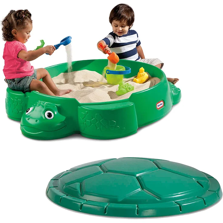 Little Tikes Schildkröte Sandkasten für den Garten. Sicheres & tragbares Sommerspielzeug, Planschbecken und Aufbewahrungsbox. Fördert kreatives Spielen. Gartenspielzeug für Kinder ab 12 Monaten – Bild 2