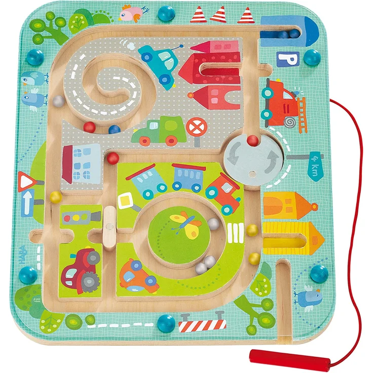 Haba 301056 - Magnetspiel Stadtlabyrinth, pädagogisches Holzspielzeug für Kinder ab 2 Jahren, schult die Logik und Feinmotorik – Bild 1