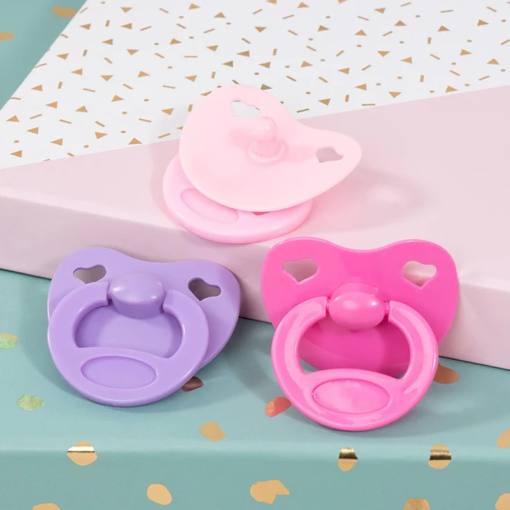 Bayer Design 79104AA Schnuller-Set 3-farbig für Puppen, Rosa, Lila, Pink – Bild 4