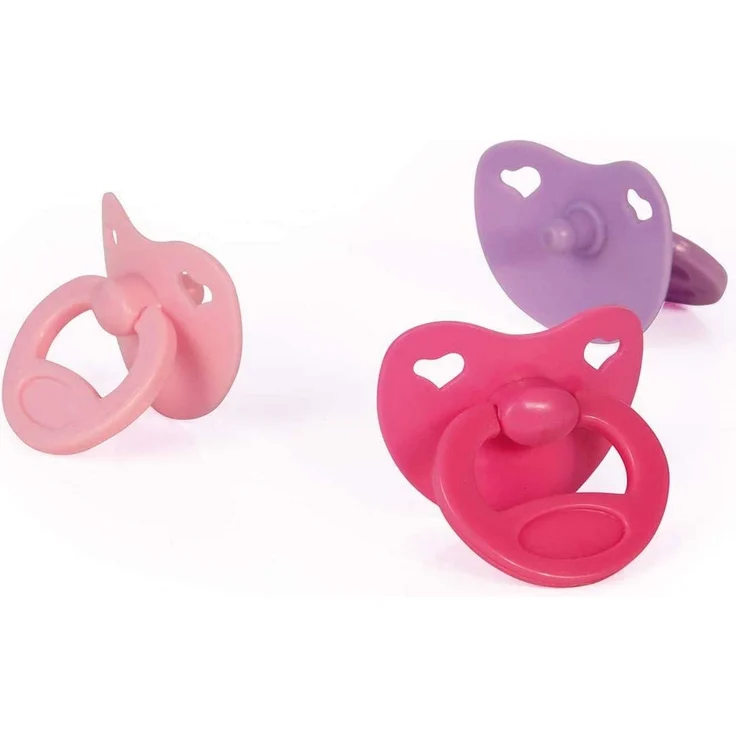 Bayer Design 79104AA Schnuller-Set 3-farbig für Puppen, Rosa, Lila, Pink – Bild 1