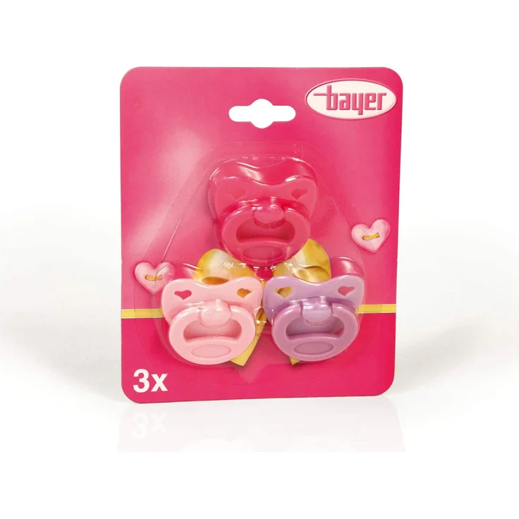 Bayer Design 79104AA Schnuller-Set 3-farbig für Puppen, Rosa, Lila, Pink – Bild 2