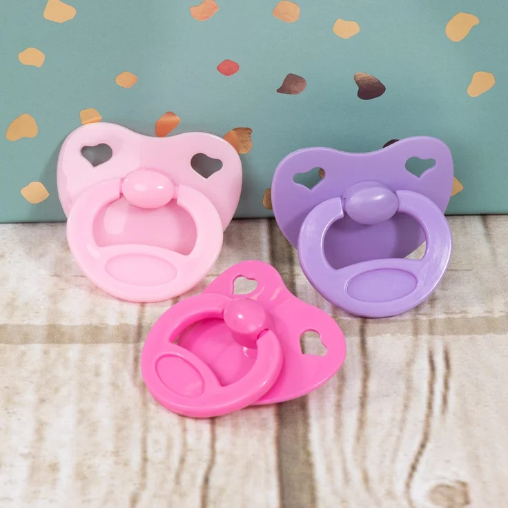 Bayer Design 79104AA Schnuller-Set 3-farbig für Puppen, Rosa, Lila, Pink – Bild 5