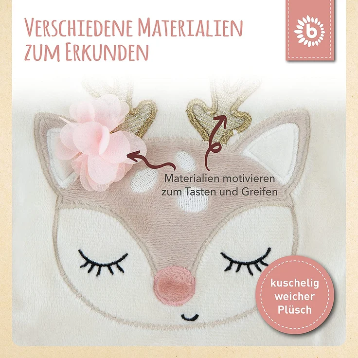 Babyspielzeug, Knistertuch, Schmusetuch, Label Tuch, Reh, 36 x 28 x 3 cm, von Bieco – Bild 3