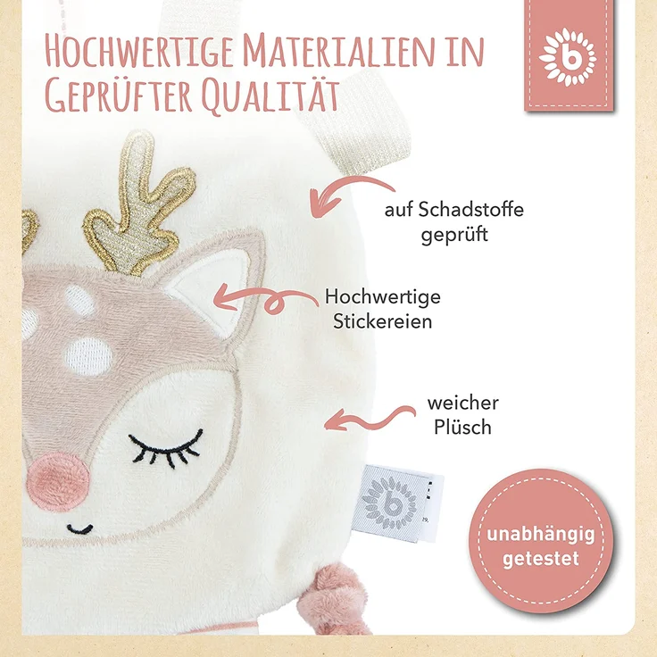 Babyspielzeug, Knistertuch, Schmusetuch, Label Tuch, Reh, 36 x 28 x 3 cm, von Bieco – Bild 6