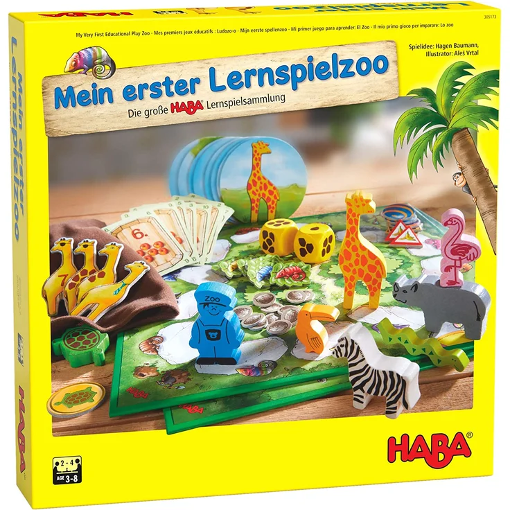 HABA 305173 - Mein erster Lernspielzoo, 10 Lernspiele zur Förderung von Konzentration, Zahlenverständnis, Tastsinn und Erkennen von Formen und Farben; Spiele ab 3 Jahren – Bild 1