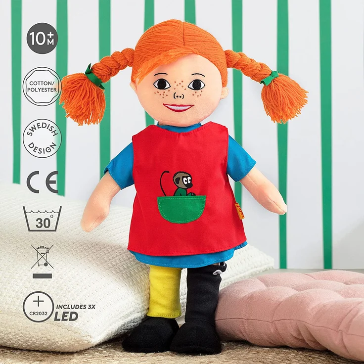 Sprechpuppe Pippi Stoff 40 cm – Bild 4