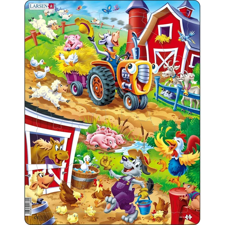 Larsen US15 Happy Days für die Barnyard Tiere, Rahmenpuzzle mit 22 Teilen