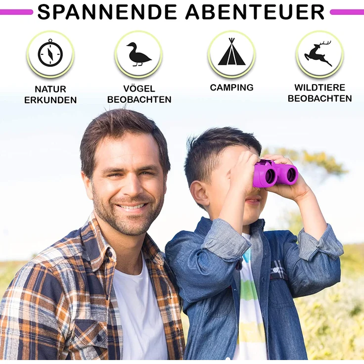 Fernglas für Kinder - Optimales Geschenk für kleine Jungen und Mädchen - Starke Vergrößerung 8X21 – Umfangreiches Set inklusive Lupe & Kompass – Spielzeug für 4 5 6 7 8 Jahre alte Jungen und Mädchen – Bild 4